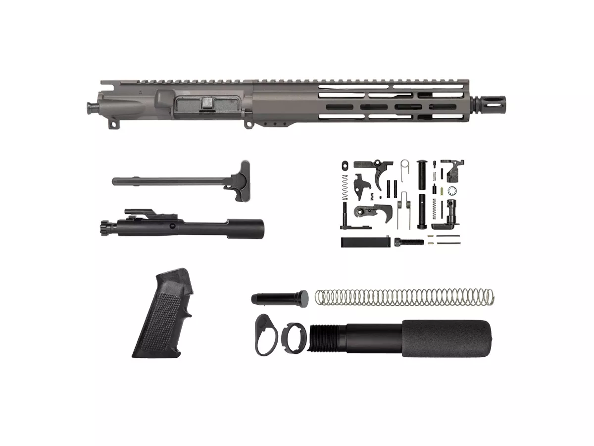 10.5″ AR-15 Tungsten Grey Pistol Kit 10″ M-lok with Windows