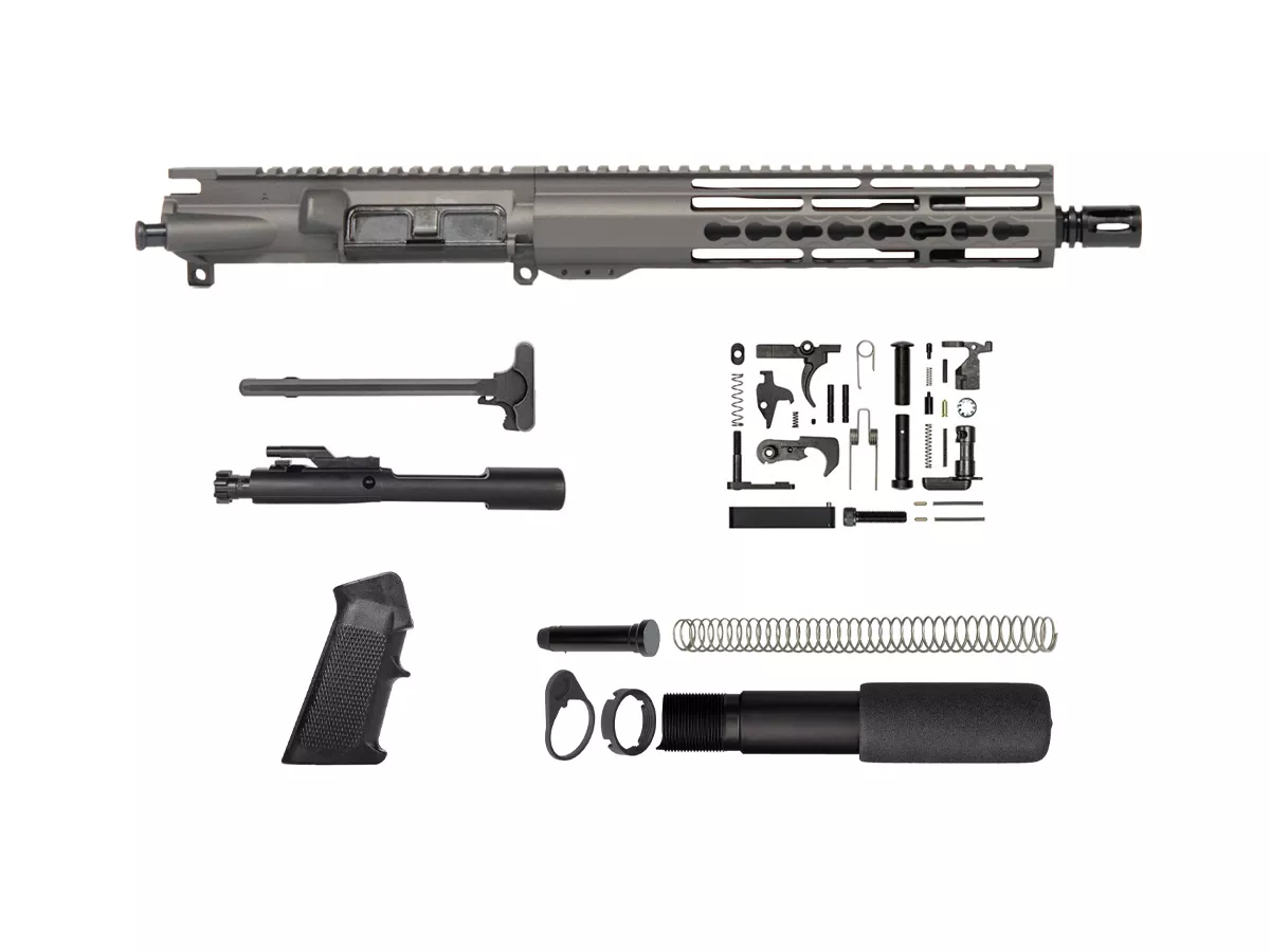 10.5″ AR-15 Tungsten Grey Pistol Kit 10″ Riveted Keymod