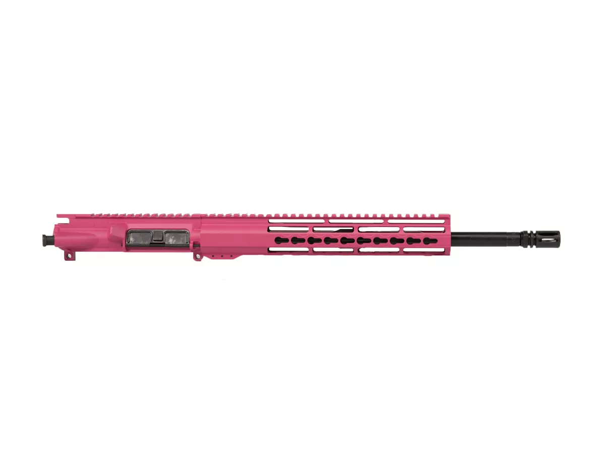 16” 9mm AR-15 Assembled Upper – Pink Cerakote – 12″ Riveted Keymod