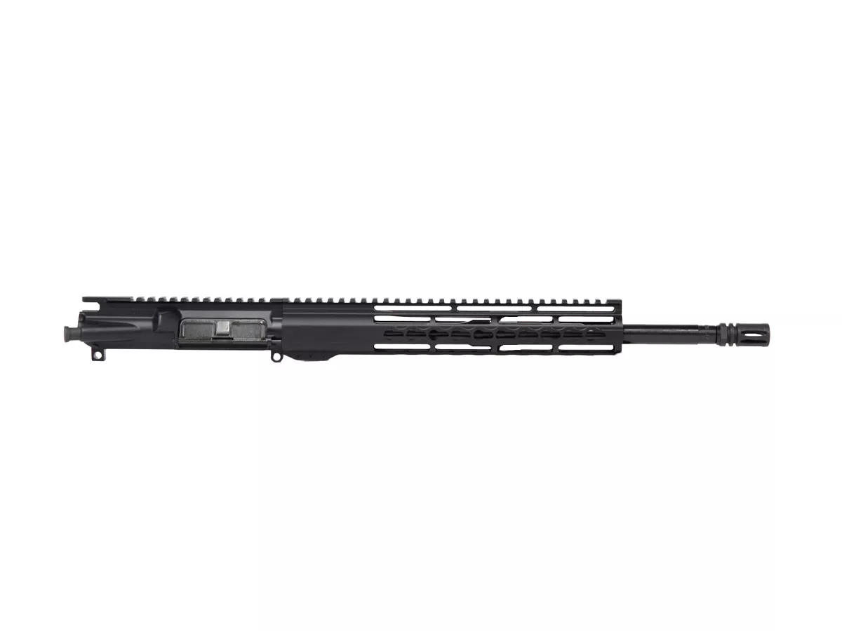 16” 9mm AR Assembled Upper – Black Anodized – 12″ Riveted Keymod
