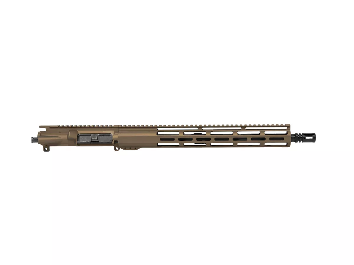 16” 9mm AR Assembled Upper – Burnt Bronze Cerakote – 15″ Window M-Lok
