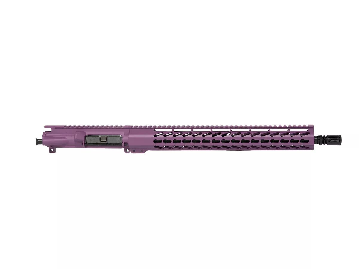 16” 9mm AR15 Upper Assembly – Purple Cerakote – 15″ Slant Cut Keymod