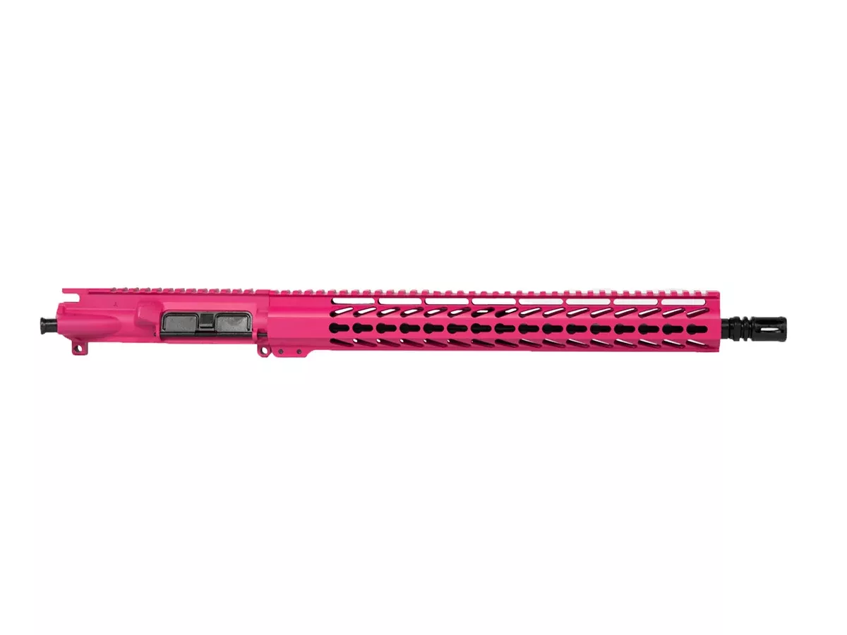 16” 9mm AR9 Upper Assembly – Pink Cerakote – 15″ Angle Cut Keymod