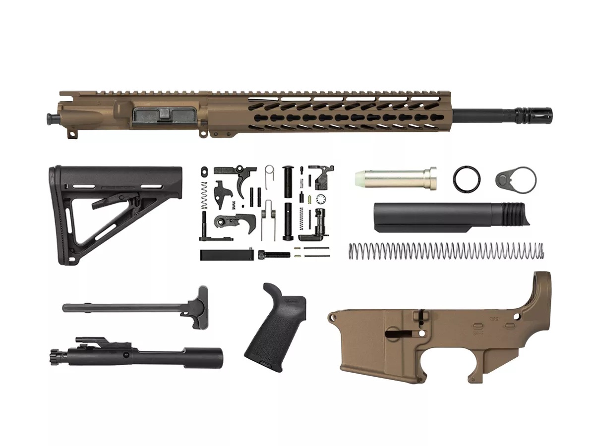 16′” AR-15 Rifle Kit with 12″ Slim Keymod with 80% Lower Receiver – Burnt Bronze