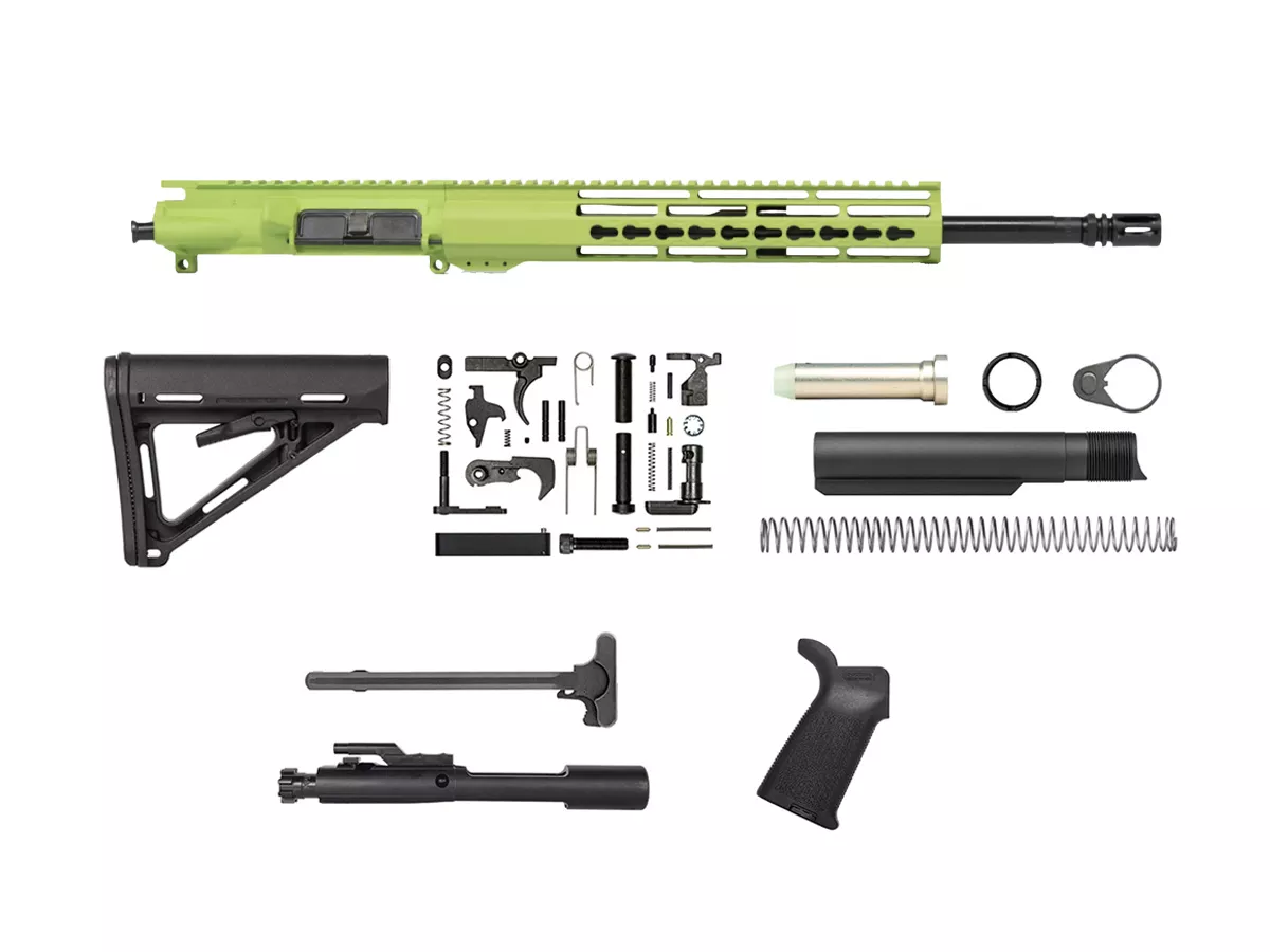 16″ AR-15 Zombie Green Kit with 12″ Slim Riveted Keymod
