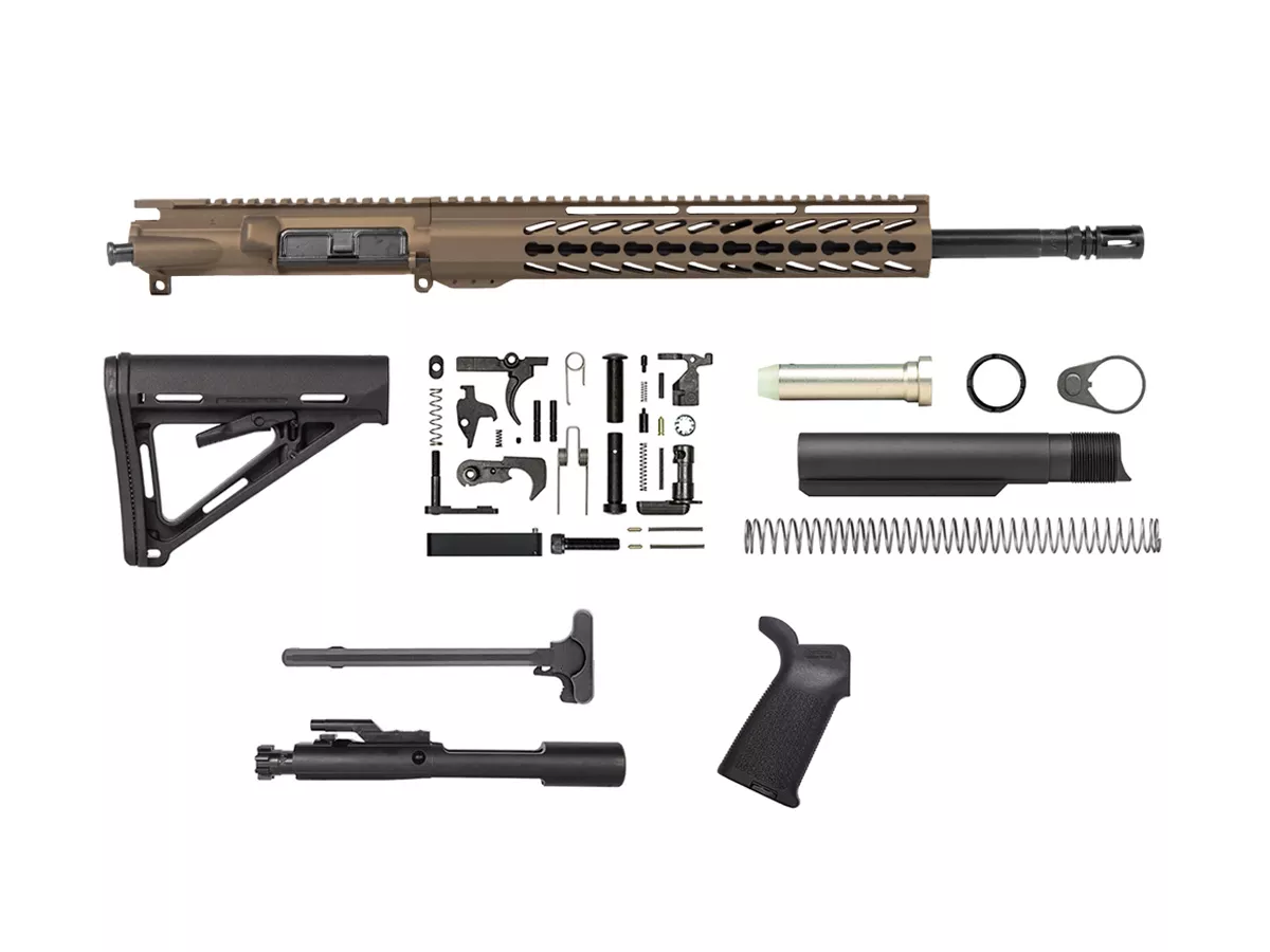 16″ Burnt Bronze Rifle Kit 5.56 with 12″ House Keymod