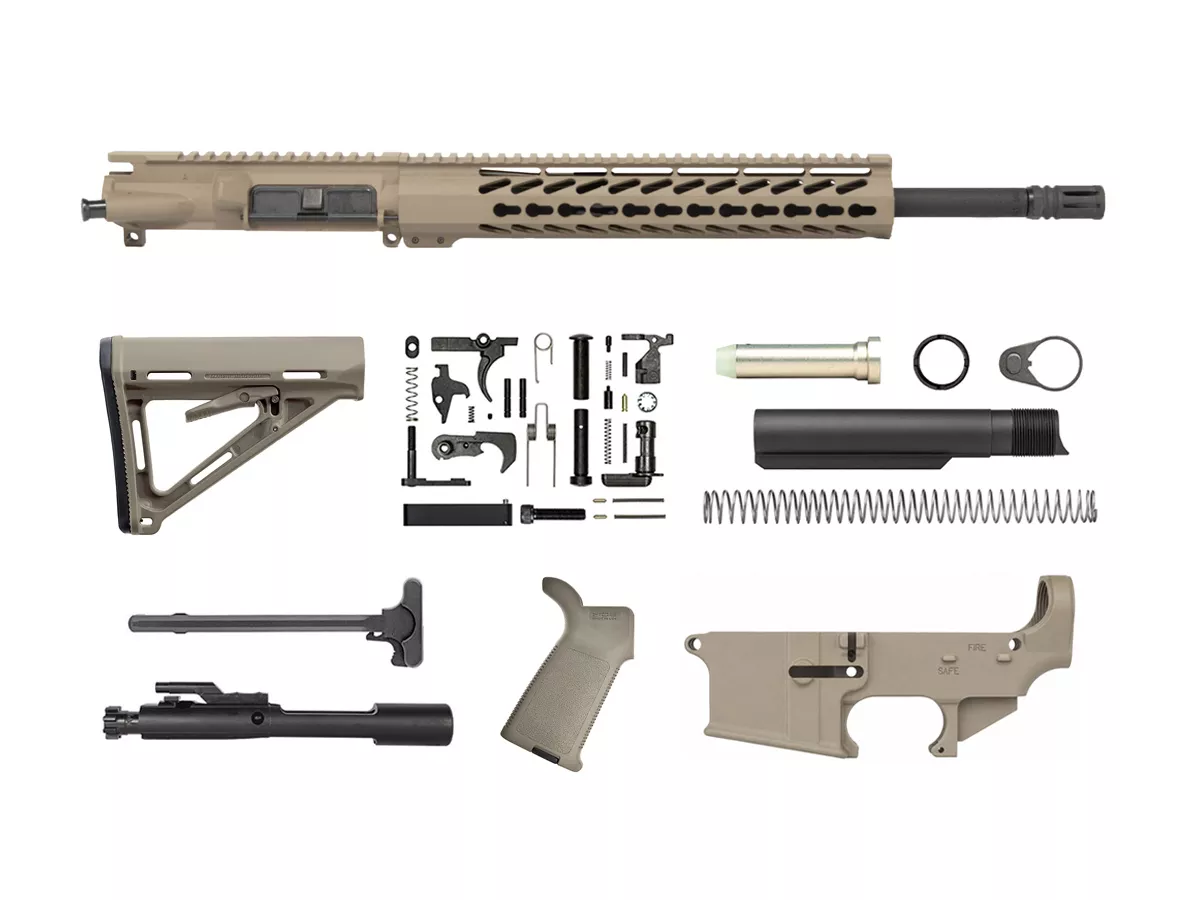 16″ Flat Dark Earth Rifle Kit 5.56 with 12″ Keymod with Lower
