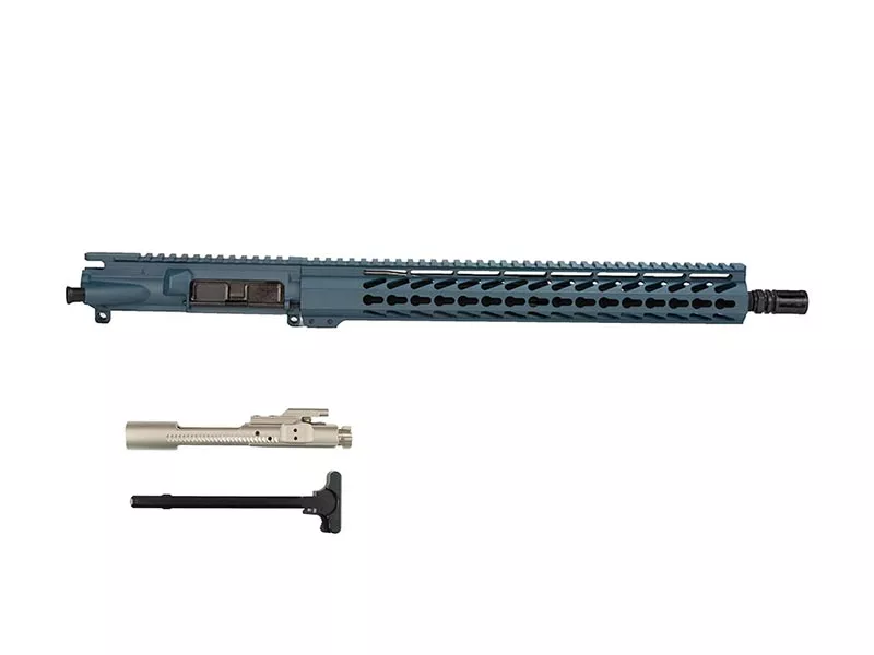 16″ Titanium Blue AR-15 Upper 15″ Free Float Keymod NIB BCG and Charging Handle