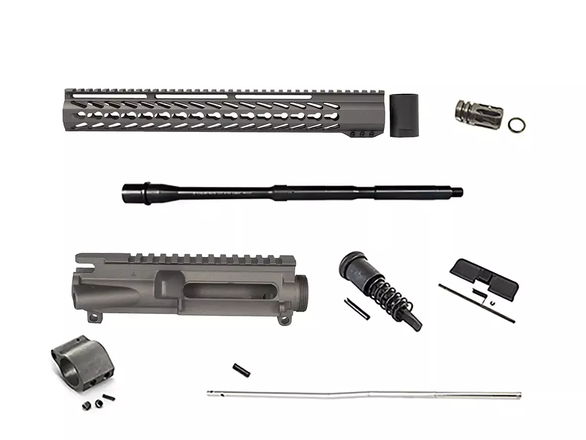 16″ Tungsten Grey Unassembled Upper Build Kit – 15″ Keymod
