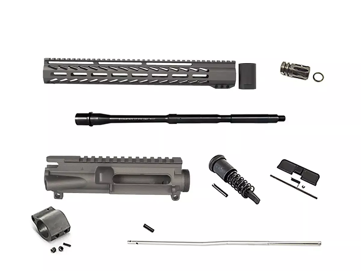 16″ Tungsten Grey Unassembled Upper Build Kit – 15″ M-lok