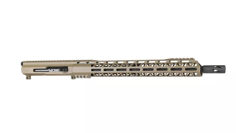 .22 Long Rifle Flat Dark Earth Cerakote Side Charging Complete Upper Assembly | 16″ Black Nitride Heavy Barrel| 1:16 Twist | 4150 | MLOK | 15″ Split Rail