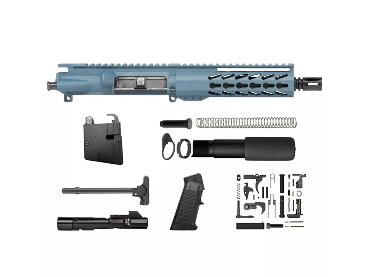 8.3″ AR-15 9mm Titanium Blue Pistol Kit 7″ Keymod