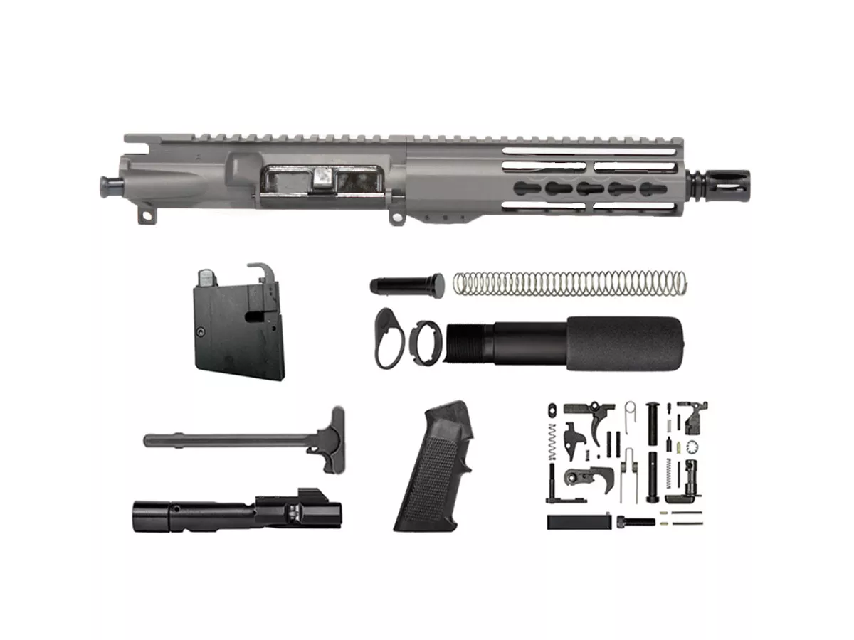 8.3″ AR-15 9mm Tungsten Grey Pistol Kit 7″ Riveted Keymod