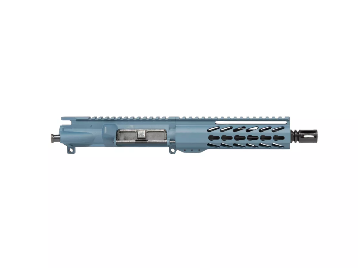 8.3″ AR-9 9mm Titanium Blue Complete Pistol Upper 7″ Keymod — No BCG/CH