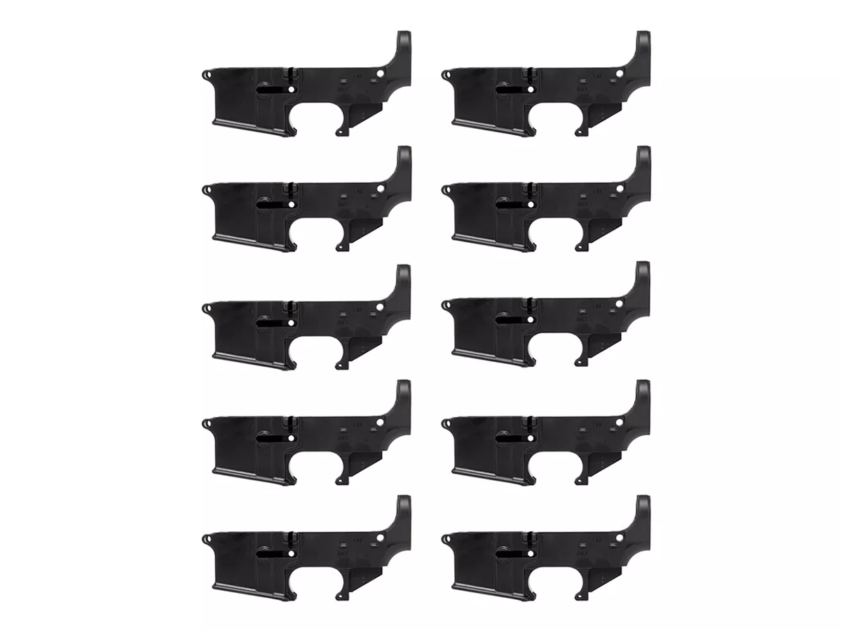 80% AR-15 Lower Receiver Bulk 10 Pack Black Anodized