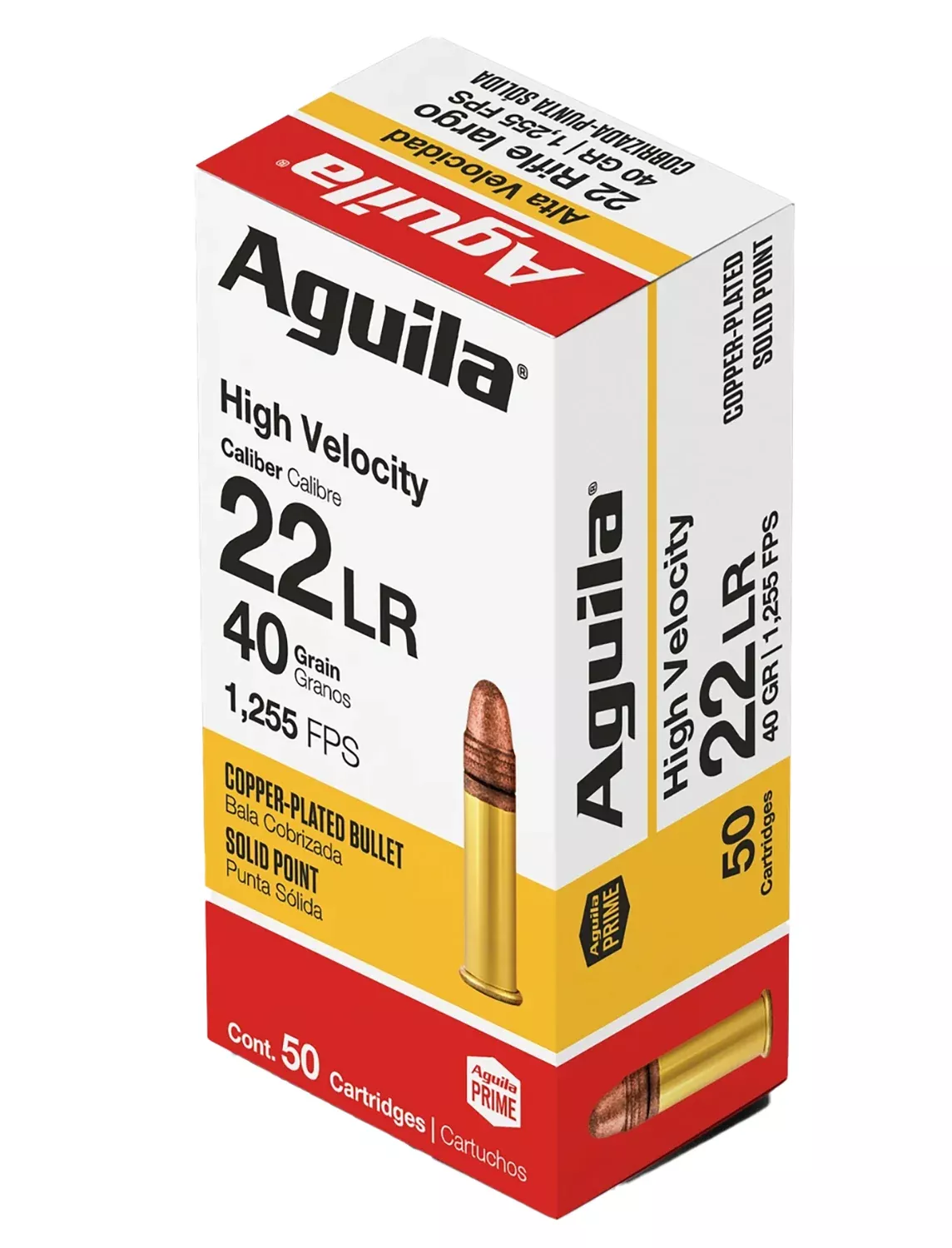 Aguila 1B220328 Super Extra High Velocity 22LR 40gr Copper Plated Solid Point 50 Per Box/40 Case