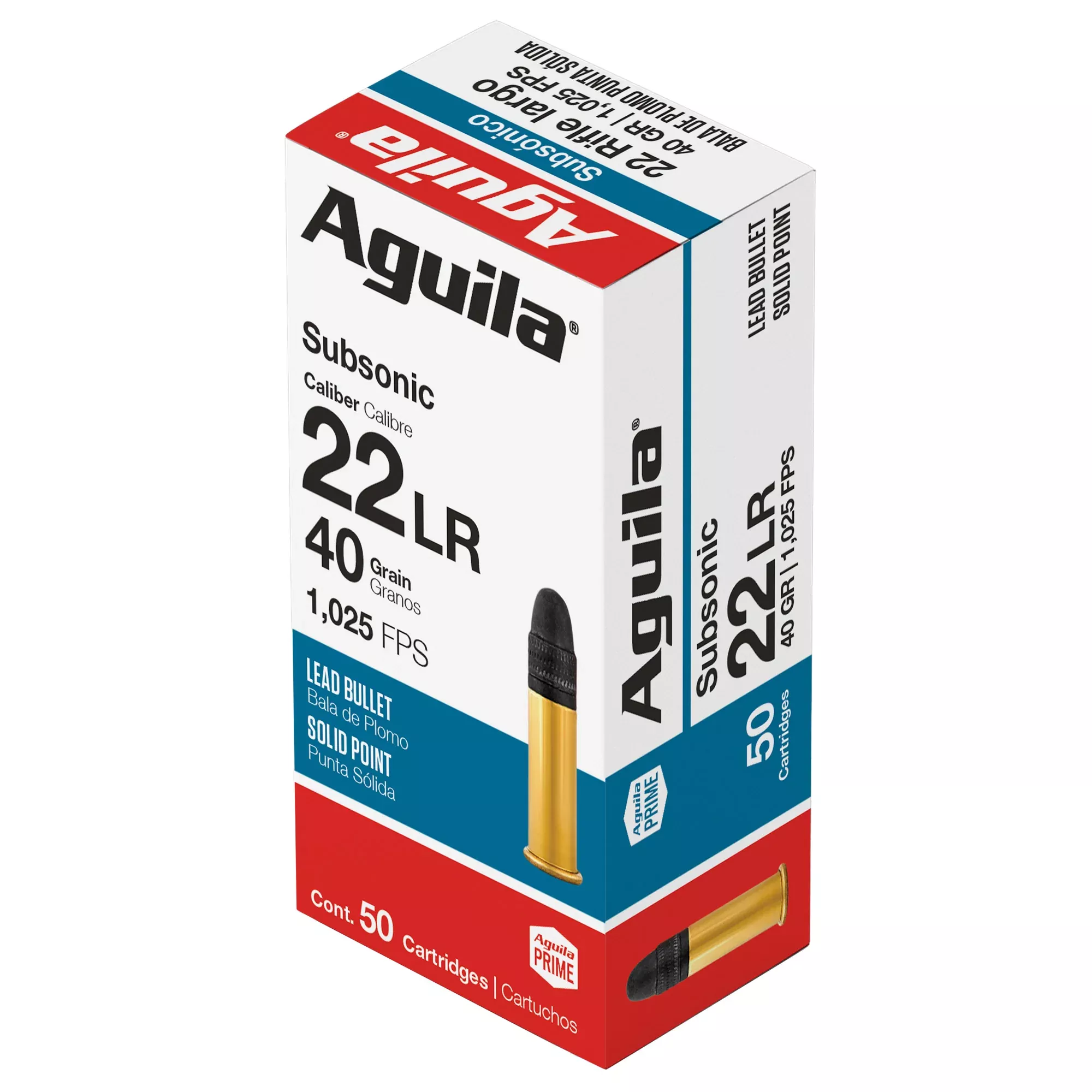 Aguila 22 LR 40gr Subsonic Solid Point Ammo – 50 Rounds