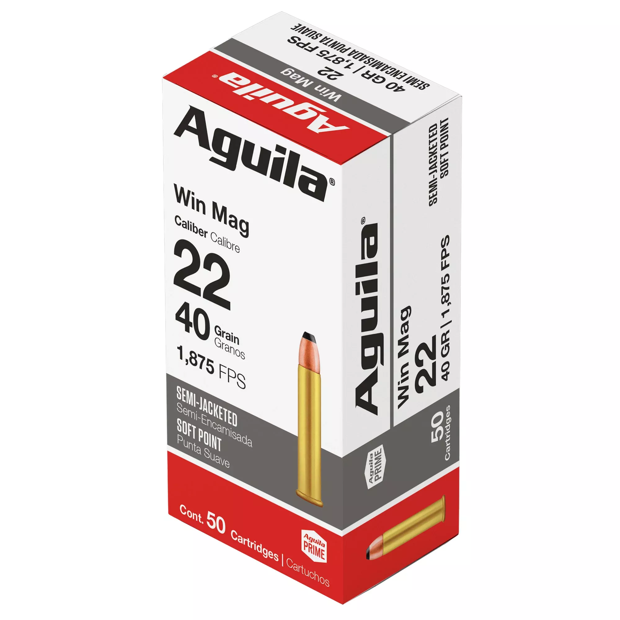 Aguila 22 WMR 40gr Soft Point Ammo – 50 Rounds