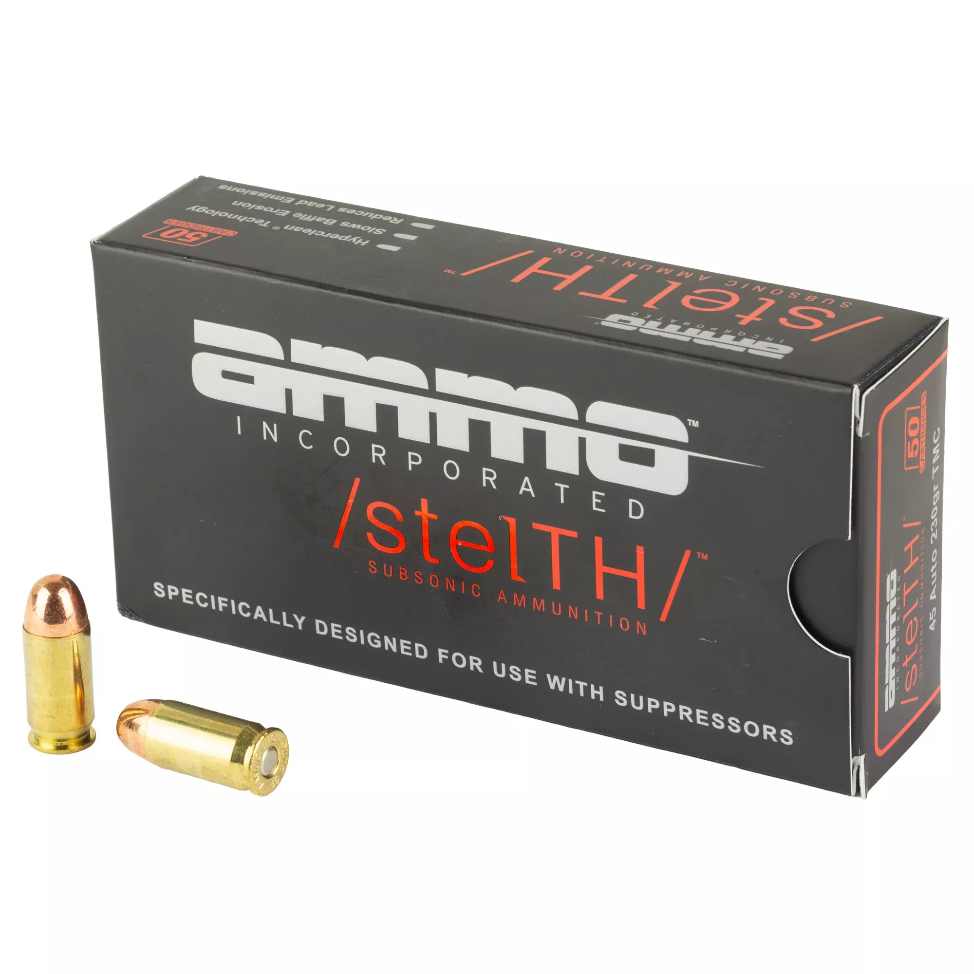 Ammo Inc Stealth 45 ACP 230gr Subsonic TMC Ammo – 50 Rounds