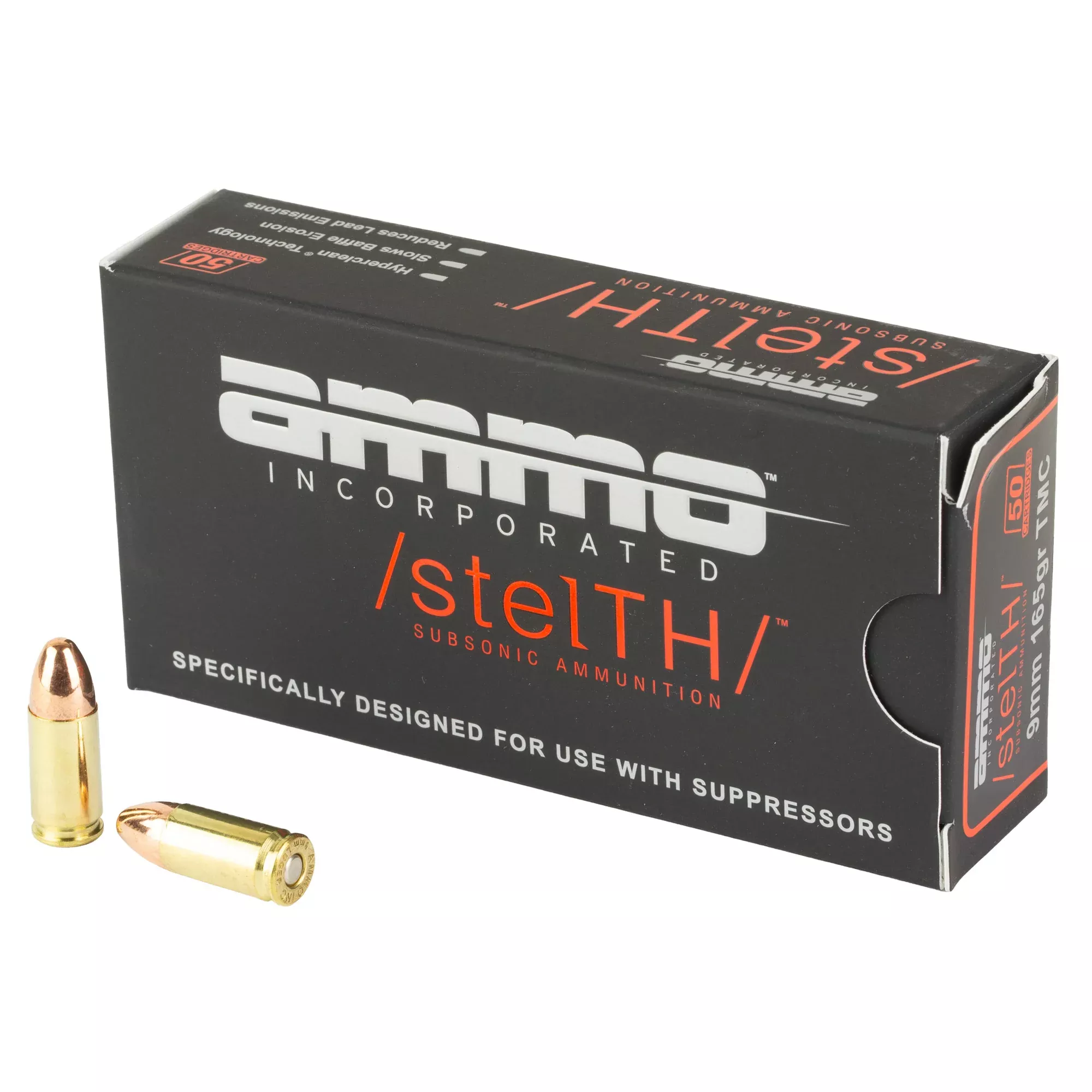 Ammo Inc Stealth 9mm 165gr Subsonic TMC Ammo – 50 Rounds