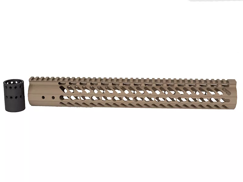 AR-10 (.308) 15″ Custom Slim Light Weight Keymod Handguard – Flat Dark Earth