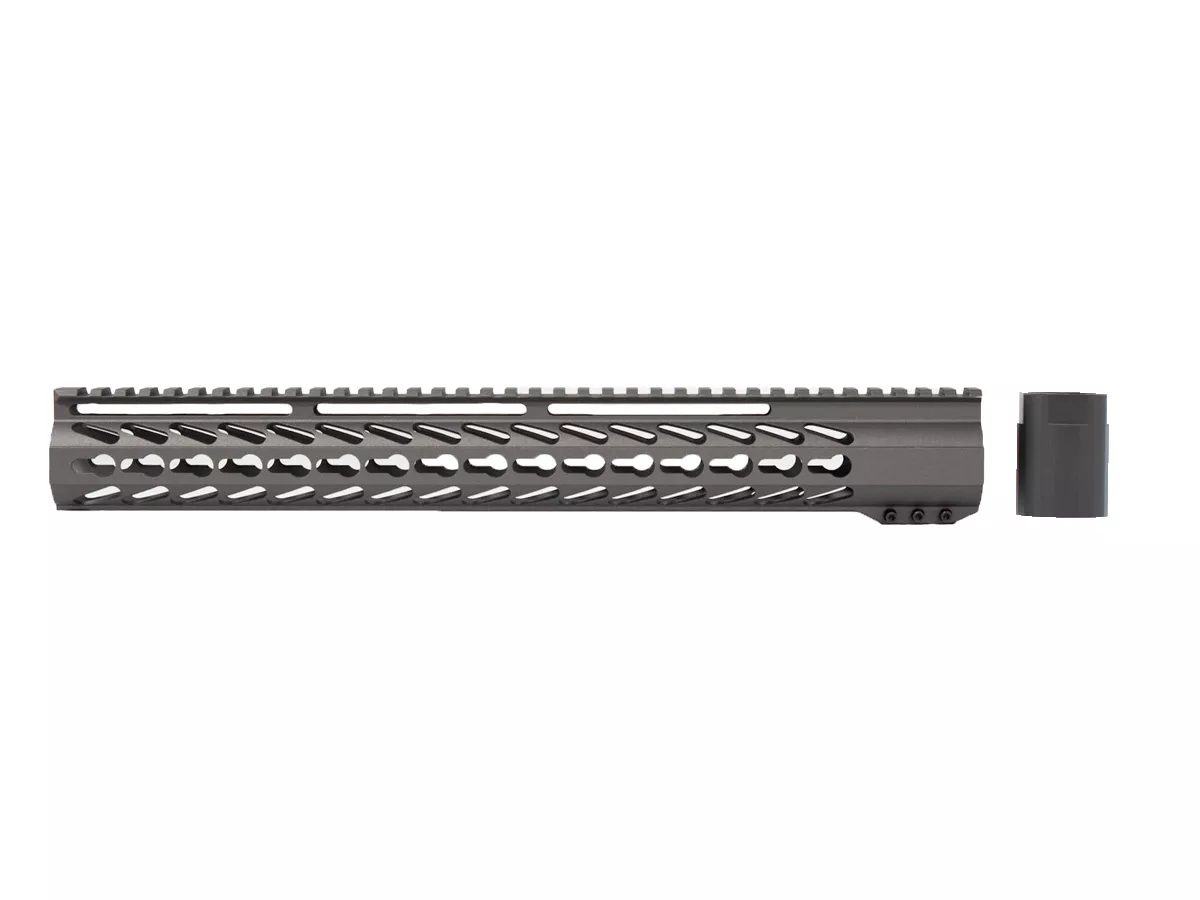 AR-10 (.308) 15″ Custom Slim Light Weight Keymod Handguard – Tungsten Grey
