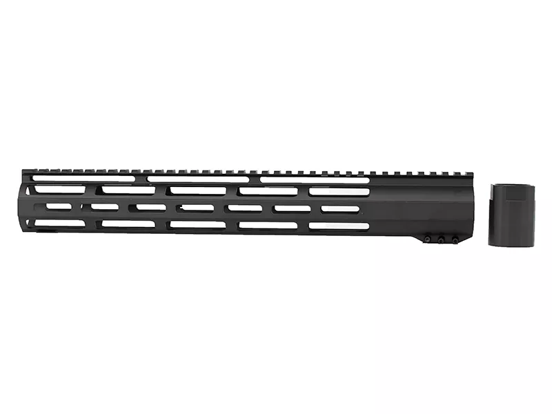 AR-10 (.308) 15″ Custom Slim Window Cut M-lok Handguard – Black