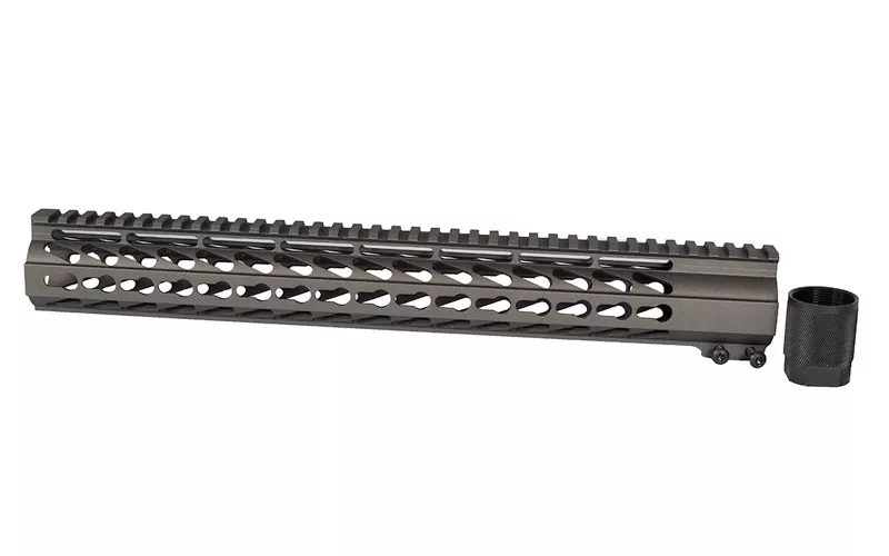 AR-15 15″ Custom Slim Light Weight Keymod Handguard – Tungsten Grey