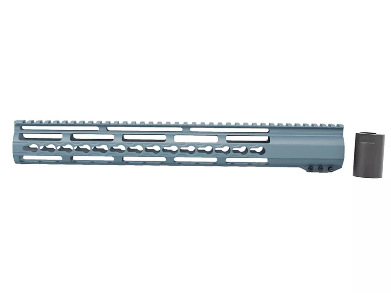 AR-15 15″ Custom Slim Light Weight Riveted Keymod Handguard – Blue Titanium
