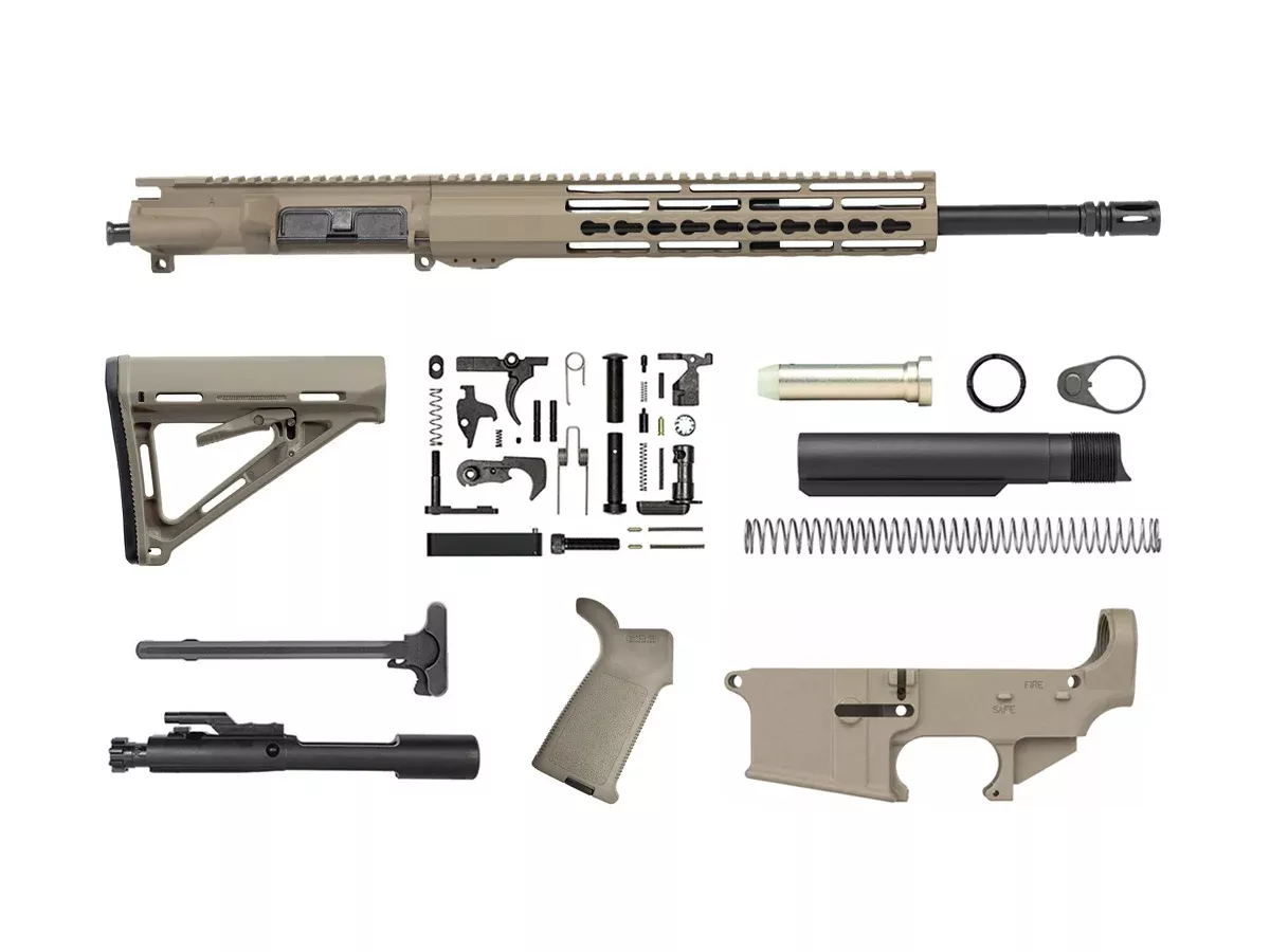 AR-15 Rifle Kit Flat Dark Earth 12″ Riveted Keymod Upper Assembled WITH 80% Lower