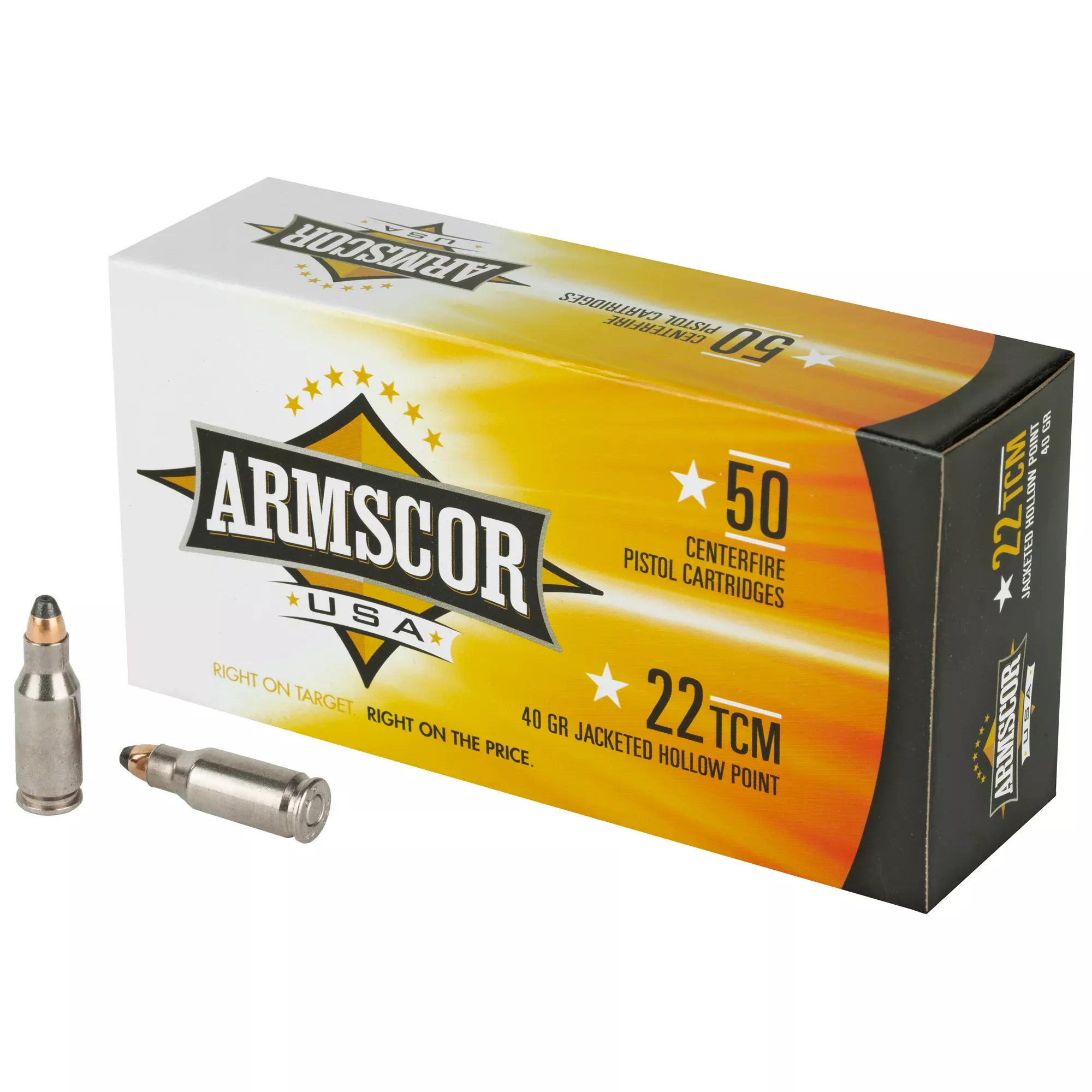 Armscor 22 TCM 40gr JHP Ammo – 50 Rounds