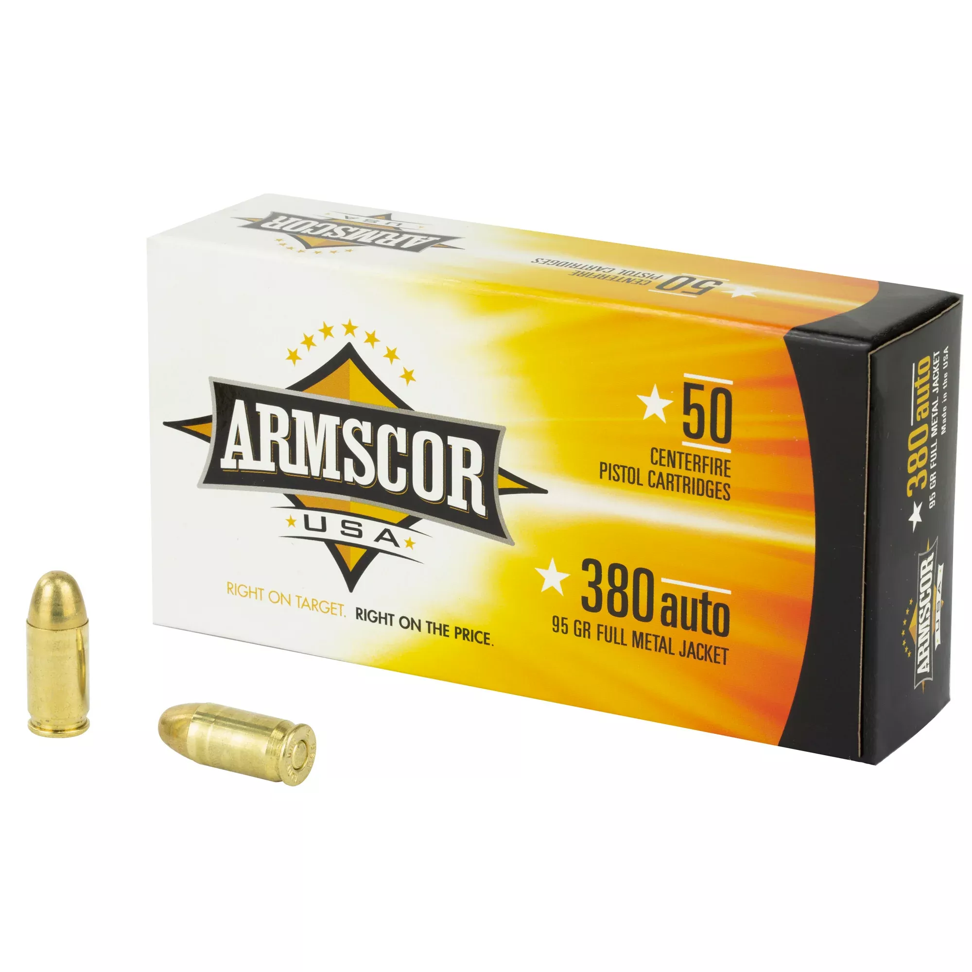 Armscor 380 ACP 95gr FMJ Range Ammo – 50 Rounds