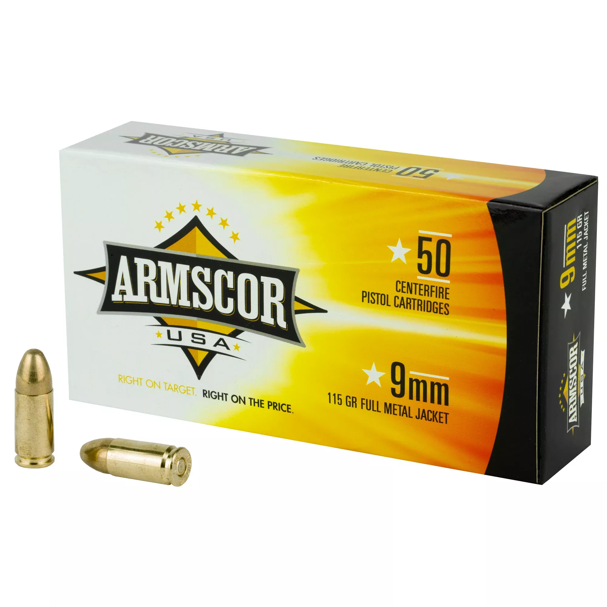 Armscor 9mm 115gr FMJ Range Ammo – 50 Rounds