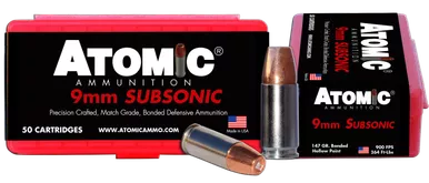 Atomic Ammunition 9MM, 147gr, Bonded Match HP - 50 Rounds
