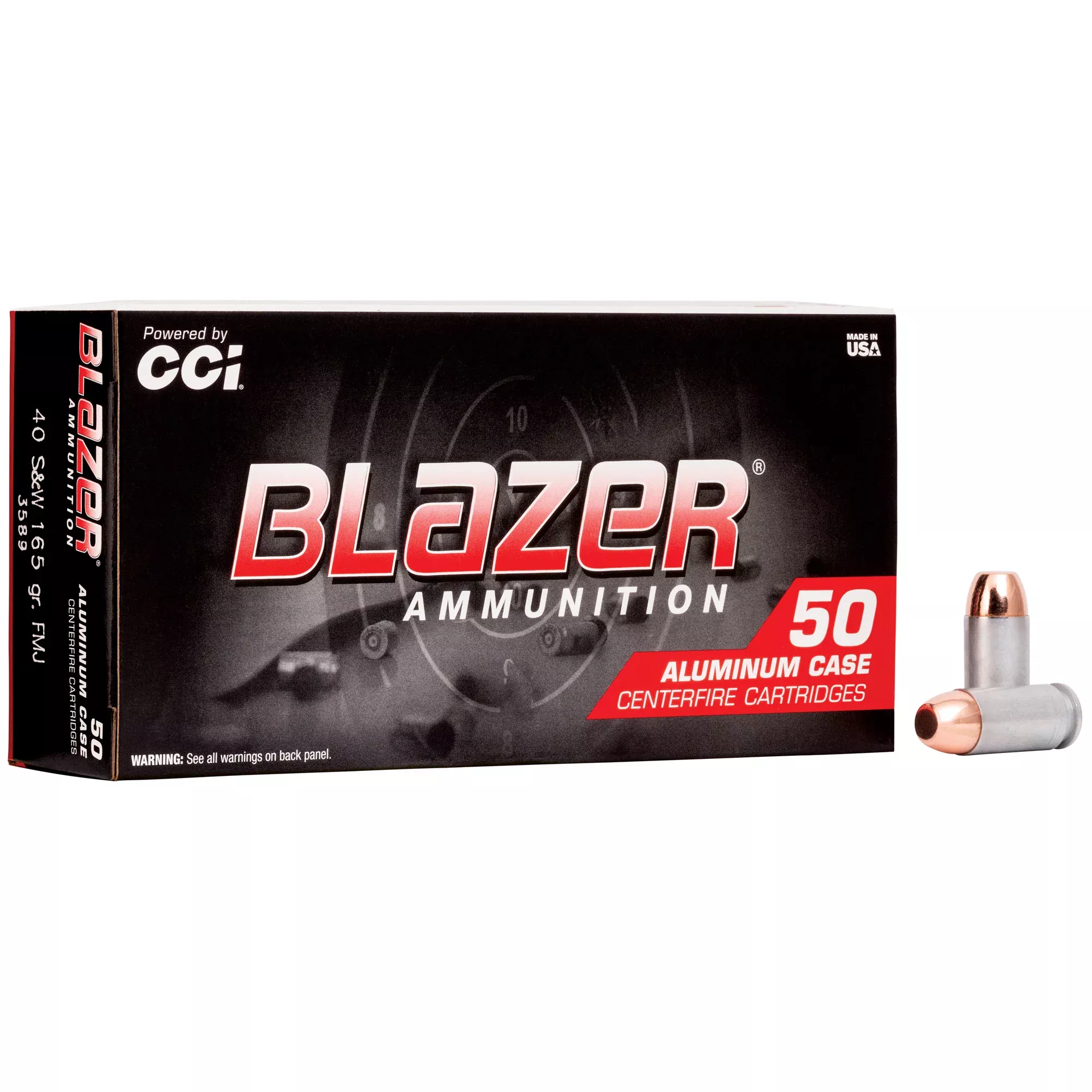 Blazer 40 S&W 165gr FMJ Training Ammo – 50 Rounds