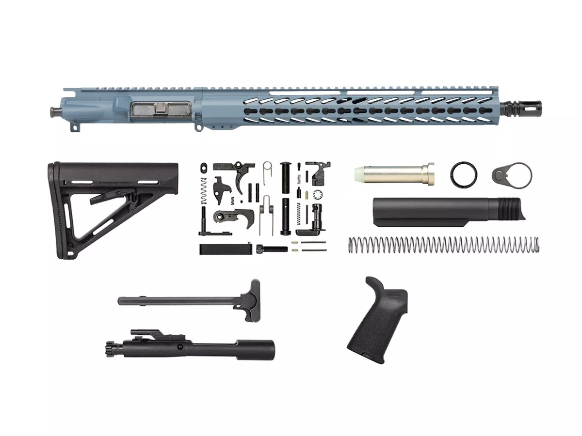 Blue Titanium 16″ Rifle Kit .300 Blackout with 15″ Keymod