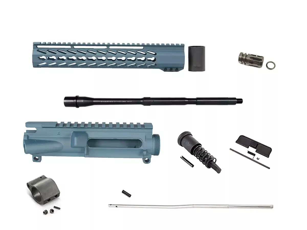 Blue Titanium 16″ Unassembled Upper Build Kit – 12″ Keymod