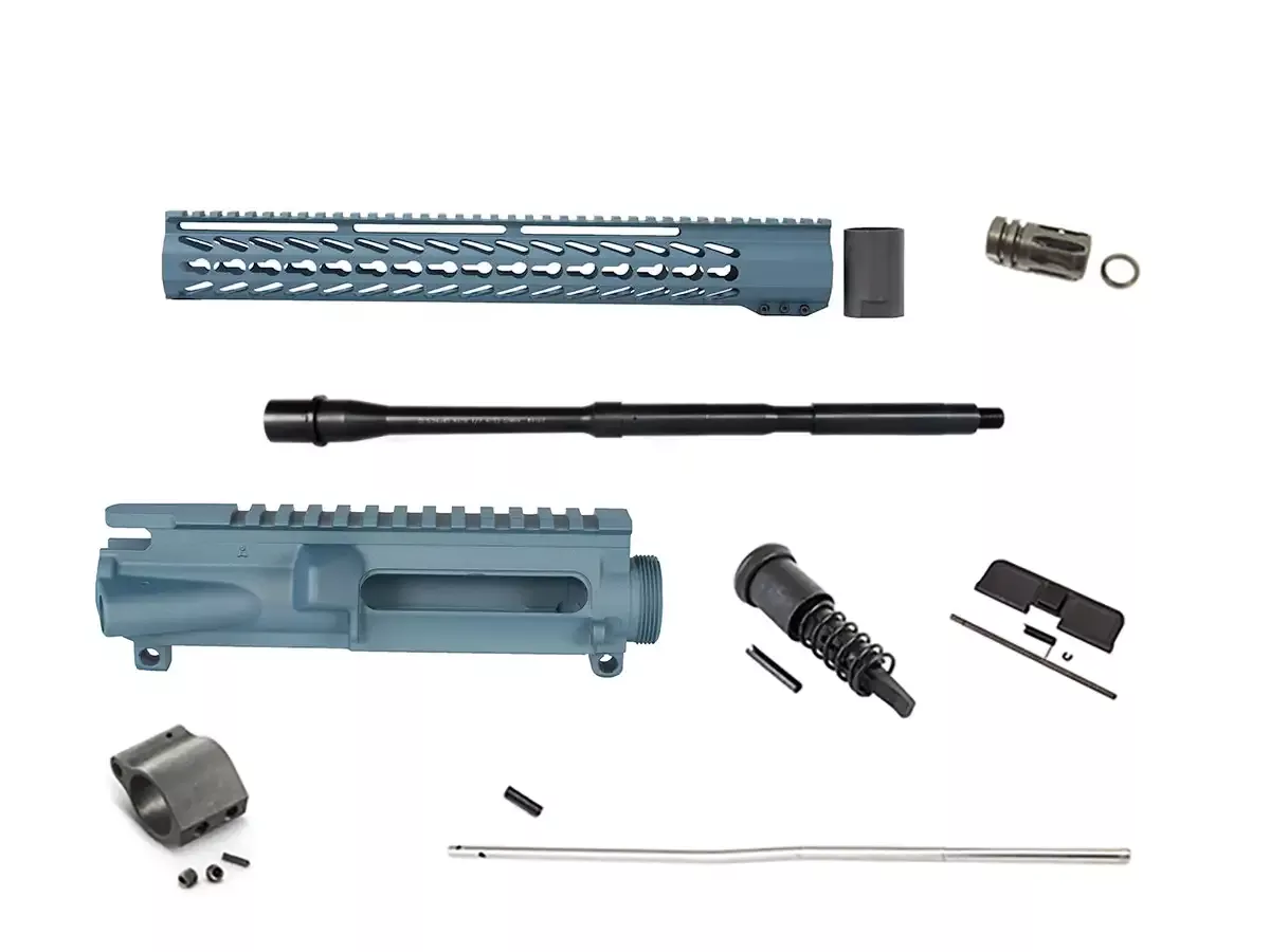 Blue Titanium 16″ Unassembled Upper Build Kit – 15″ Keymod