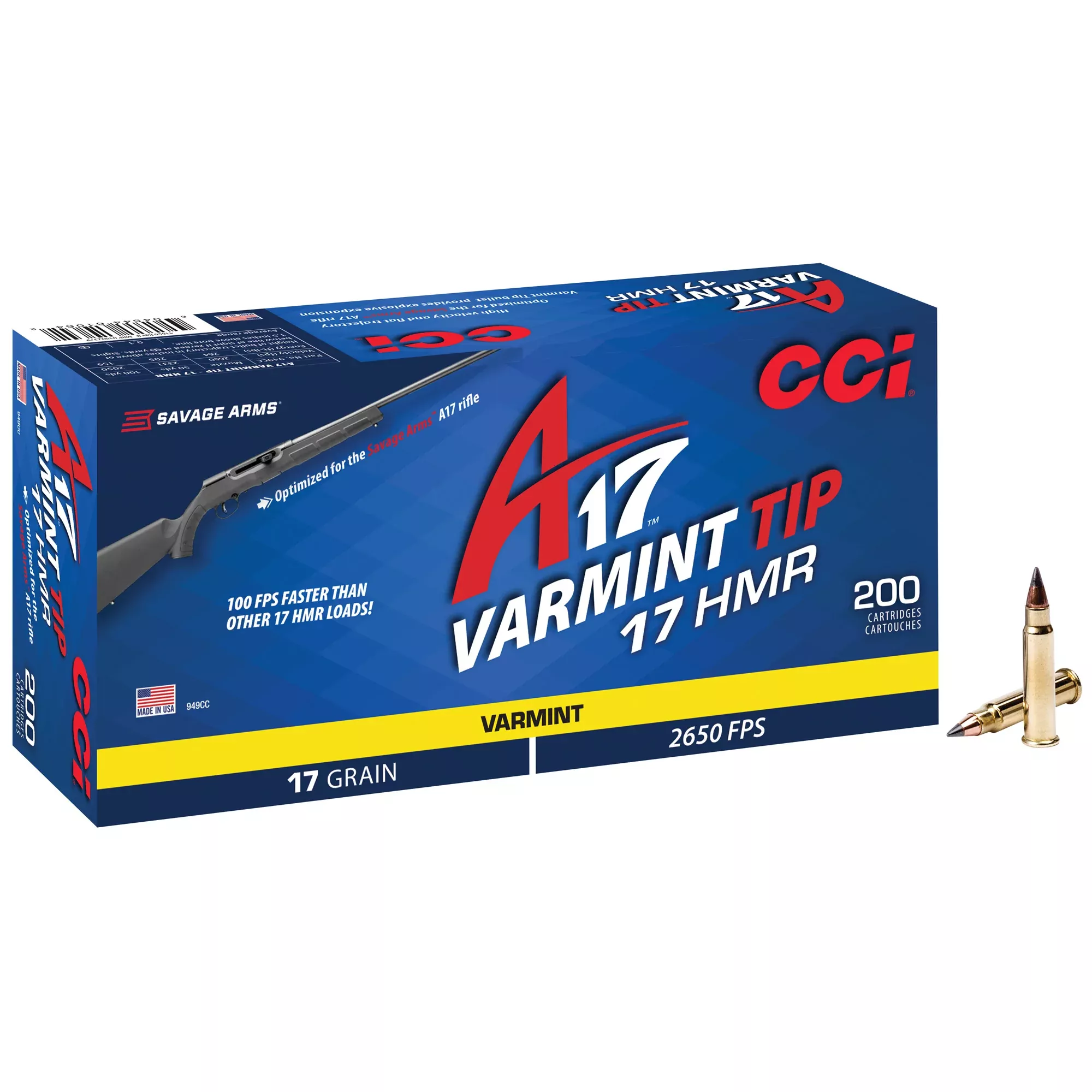CCI A17 17 HMR 17gr V-Max – 200 Rounds