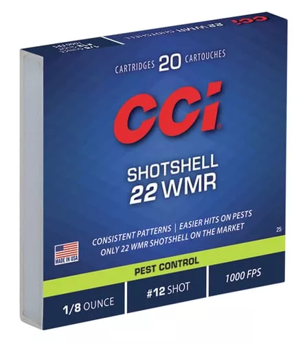 CCI SHOTSHELL 22WMR 52GR #12 SHOT 1000FPS20RD 100BX/CS