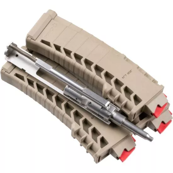 CMMG AR CONVERSION KIT 22LR, STAINLESS BOLT, THREE 25RD MAGAZINES, FDE