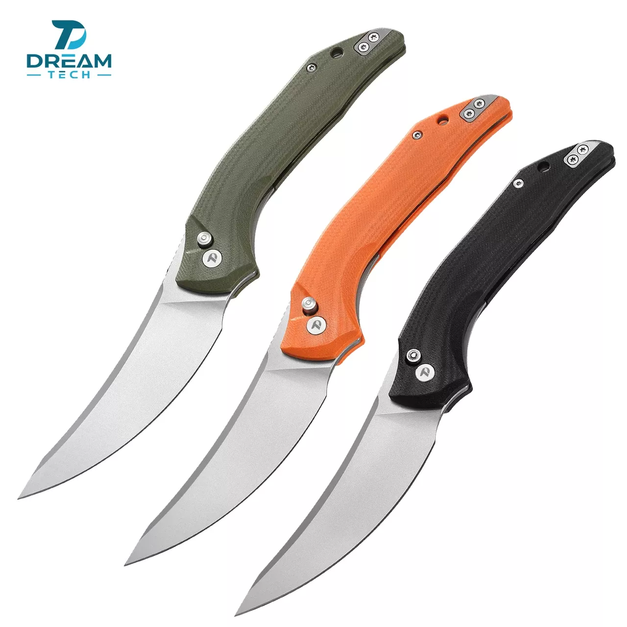 DREAMTECH Button Lock Folding Knife G10 Handle D2 Knife D3052