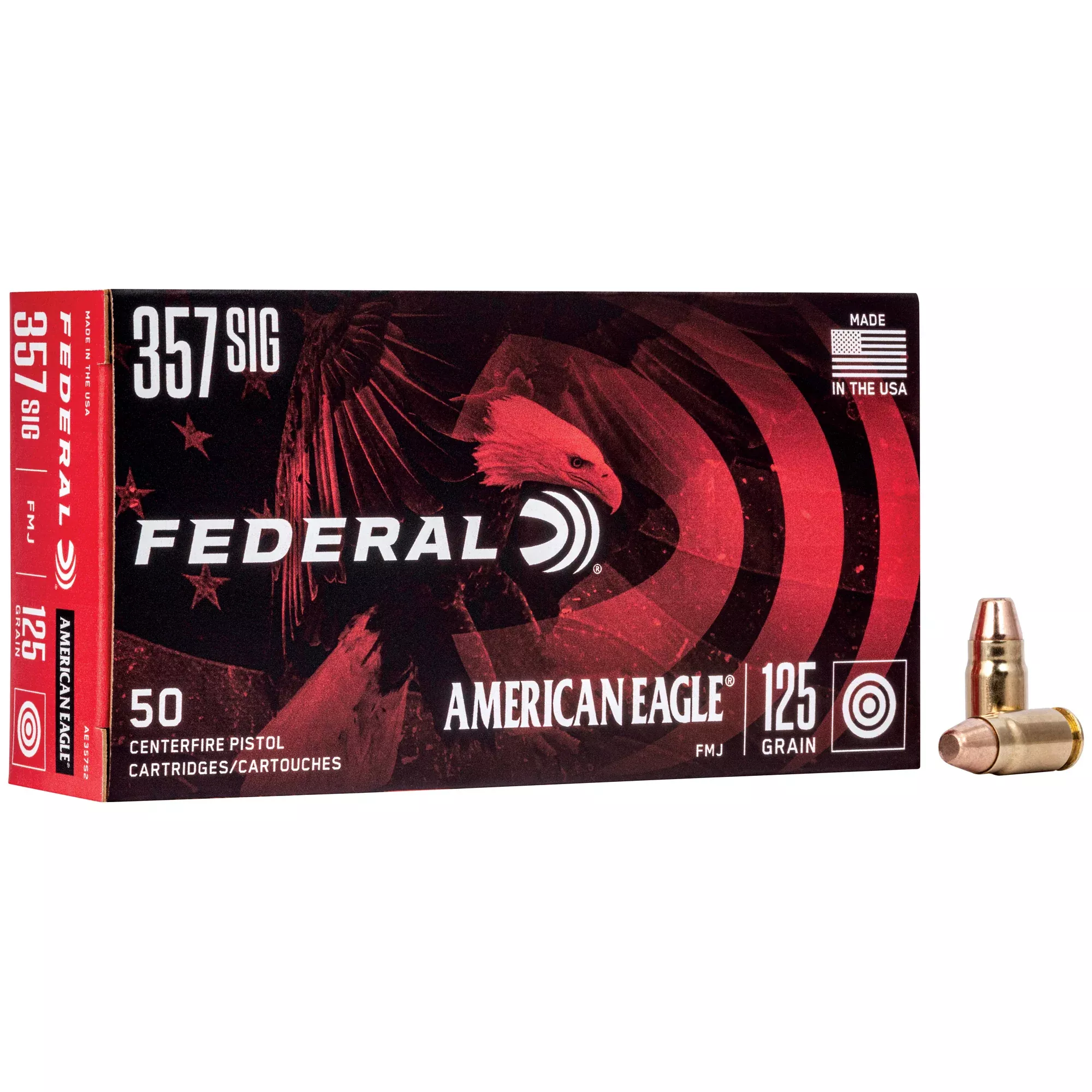 Federal American Eagle 357 SIG 125gr FMJ – 50 Rounds