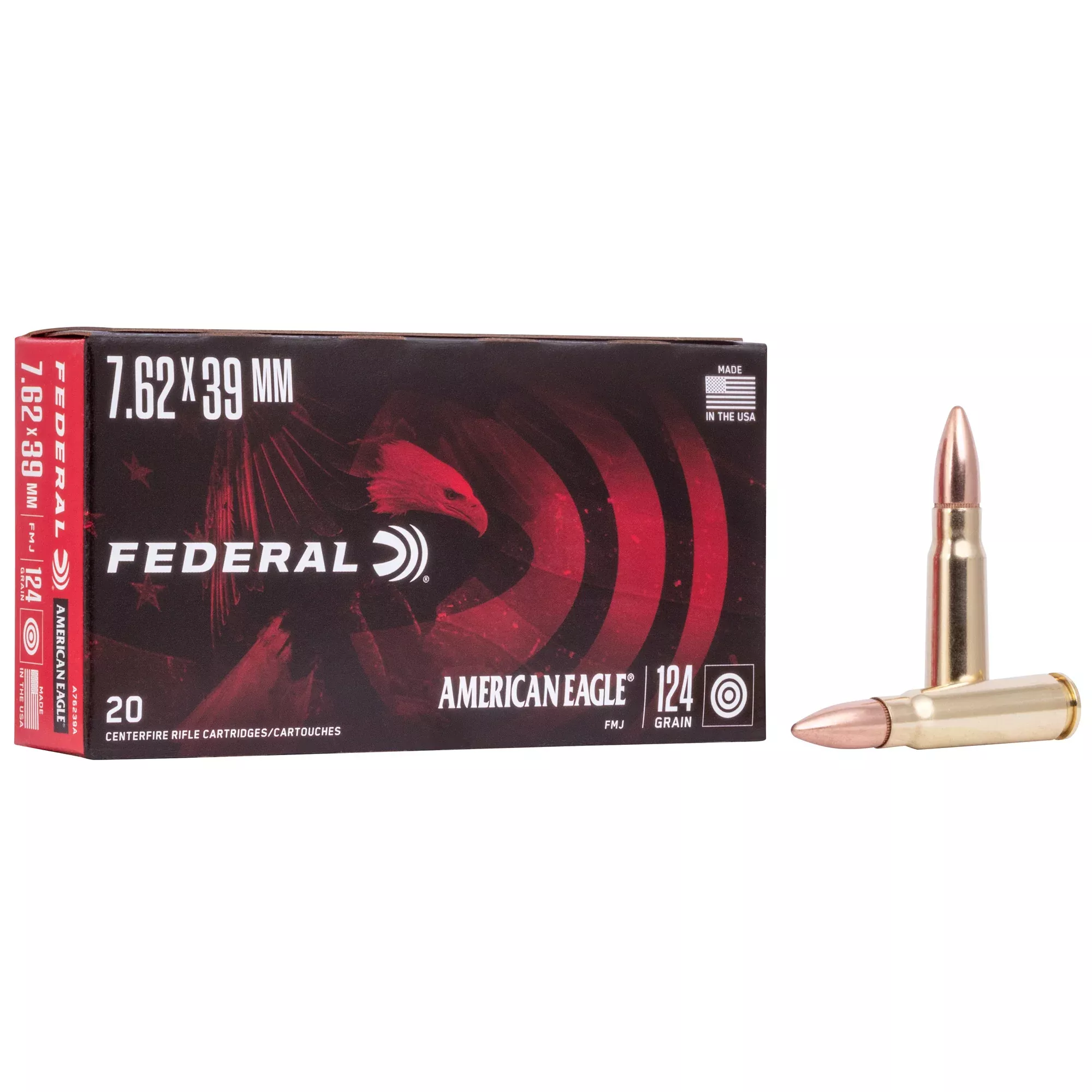 Federal American Eagle 7.62x39 124gr FMJ – 20 Round Box