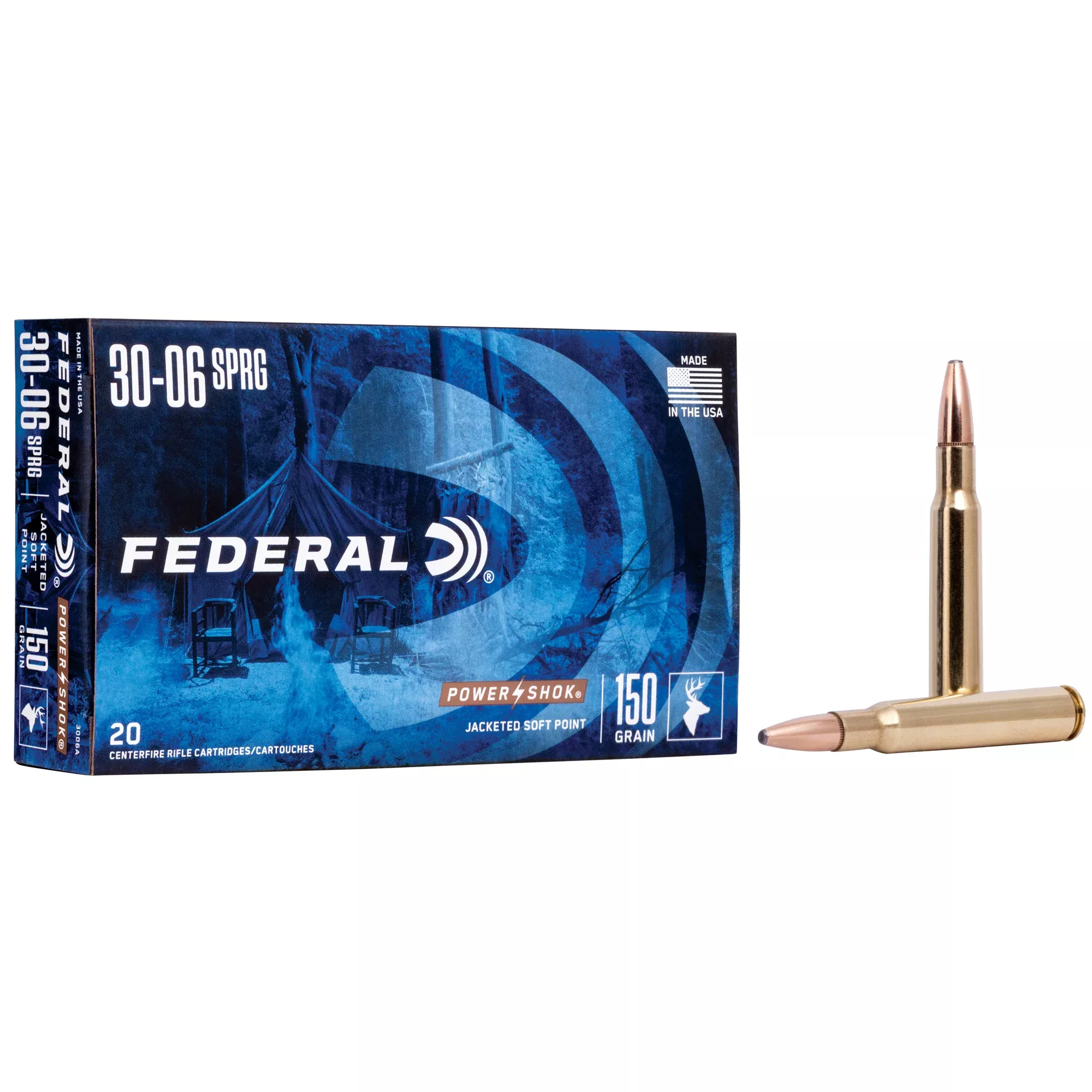 Federal PowerShok 30-06 Springfield 150gr Soft Point – 20 Rounds