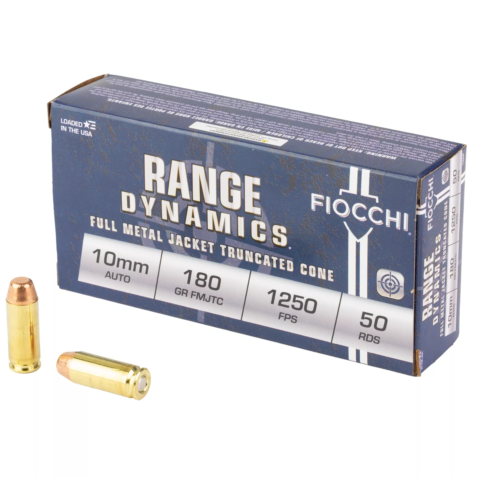 Fiocchi 10mm Auto 180gr FMJ Truncated Cone Range Dynamics – 50 Rounds