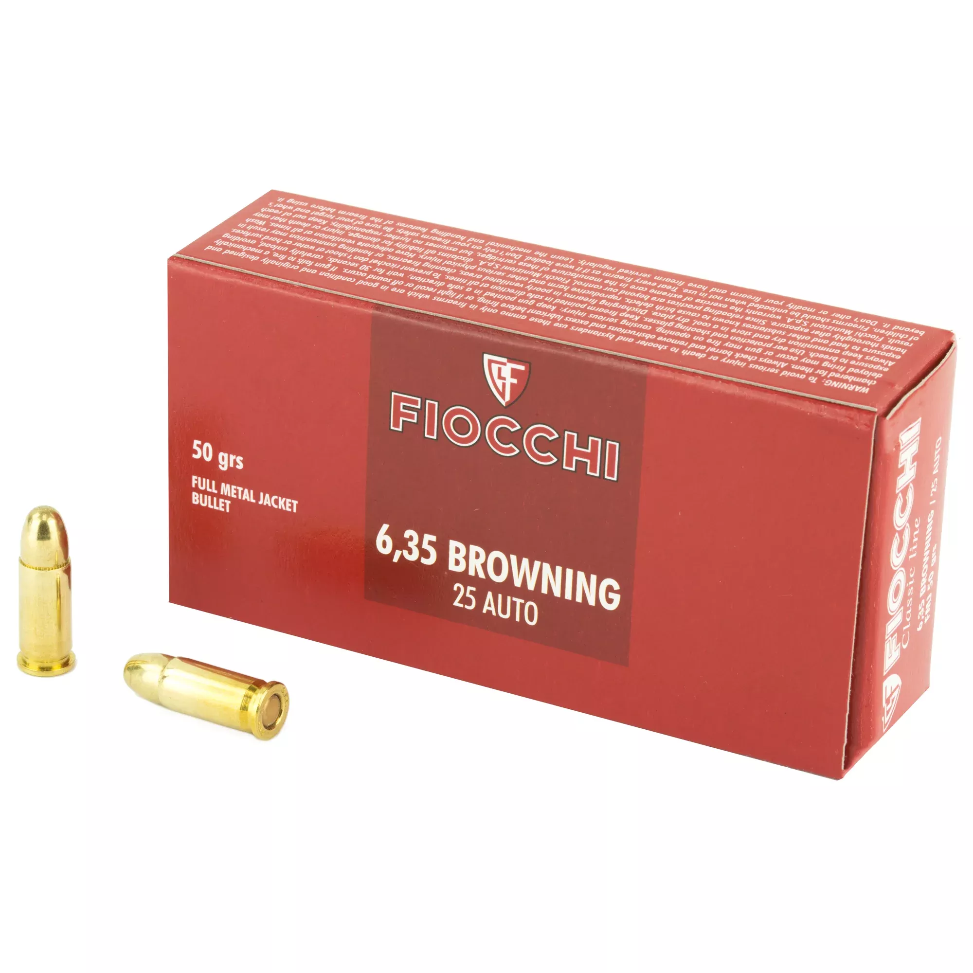 Fiocchi 25 ACP 50gr FMJ Target – 50 Rounds