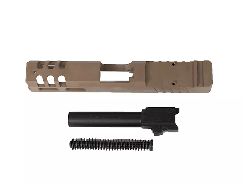 Flat Dark Earth Glock 19 Compatible Complete Gen 3 Skeletonized Slide RMR Cut WITH Barrel
