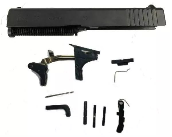 Glock 23 Compatible Polymer80 .40 Caliber Compact 80% Frame, Jig, Tools, Complete Parts Kit
