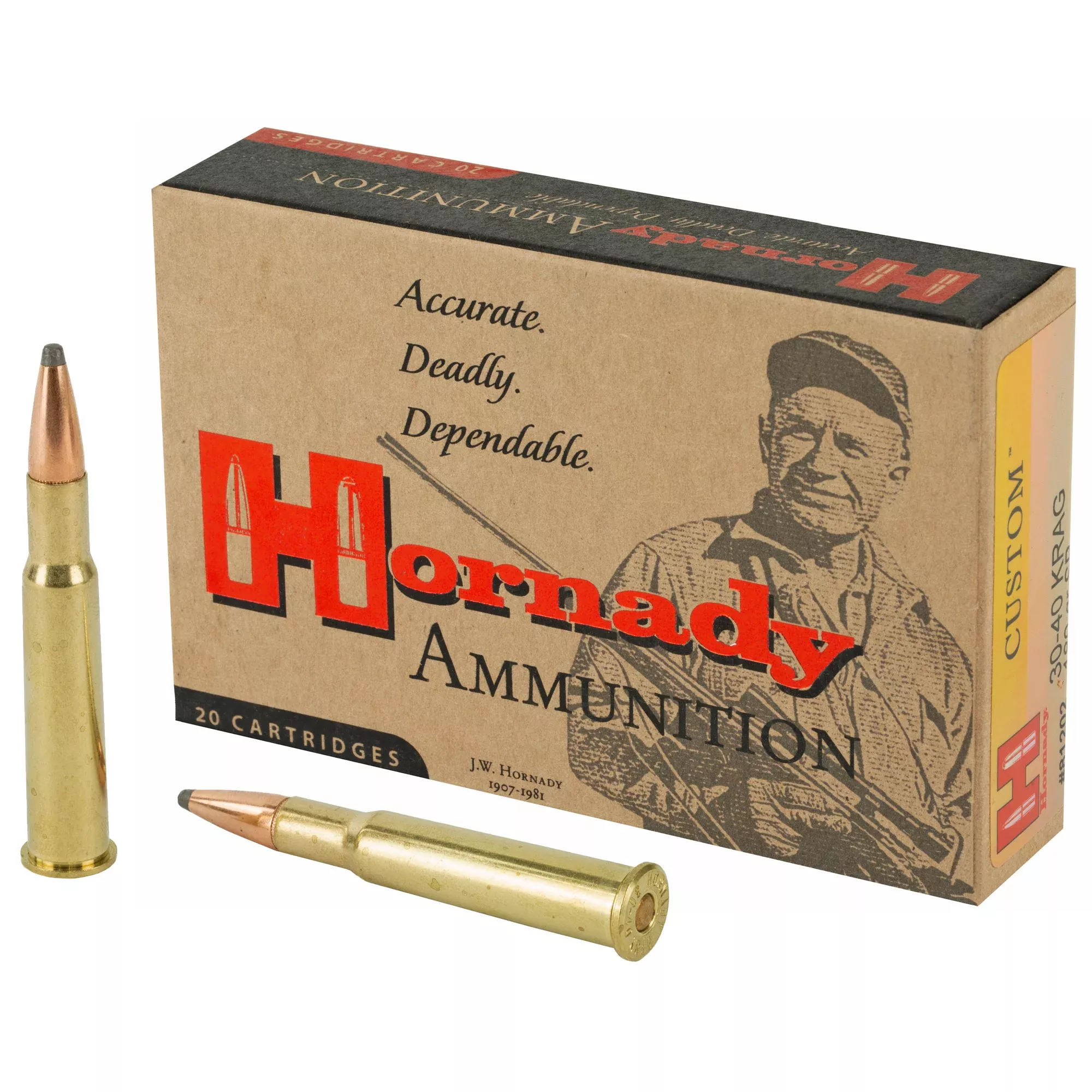 Hornady 30-40 Krag 180gr Soft Point Custom – 20 Rounds